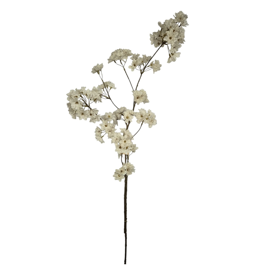 Zijden bloesemtak off white 128 cm