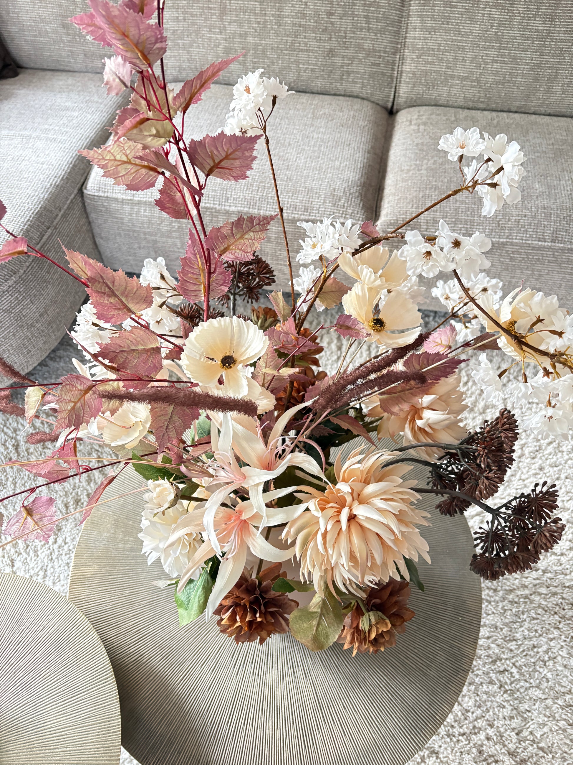 Boven aanzicht zijden boeket Corina