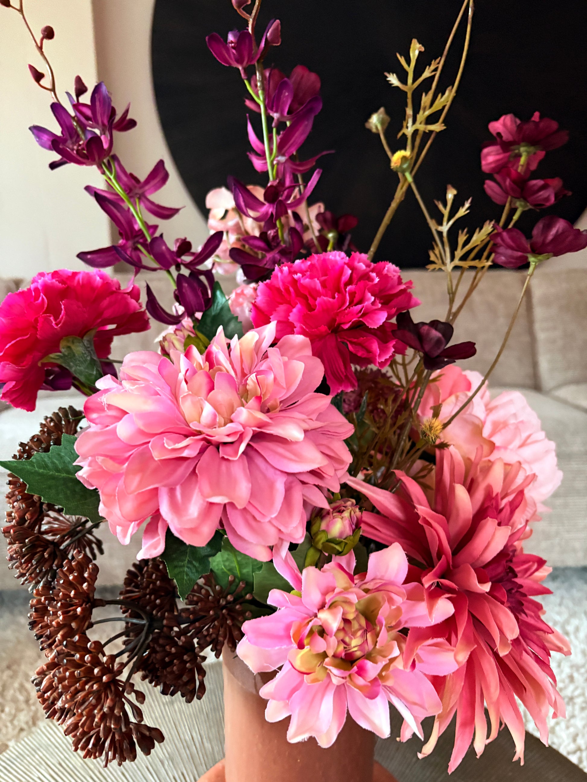 Close up van zijden boeket Linde