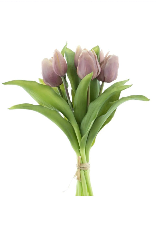 Real touch Hollandse Vermeer tulpen lavendel kleur, bos 7 stuks. 