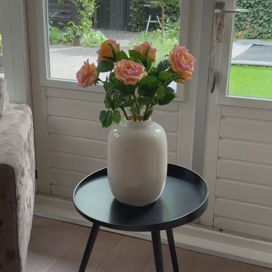 Filmpje zijden rozen perzikkleurig