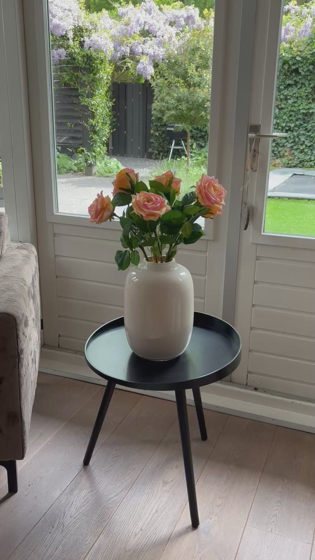 Filmpje zijden rozen perzikkleurig